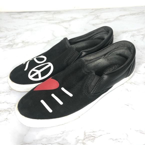 Bucket Feet Black Slip On LOVE Shoes Sneakers - Picture 2 of 6